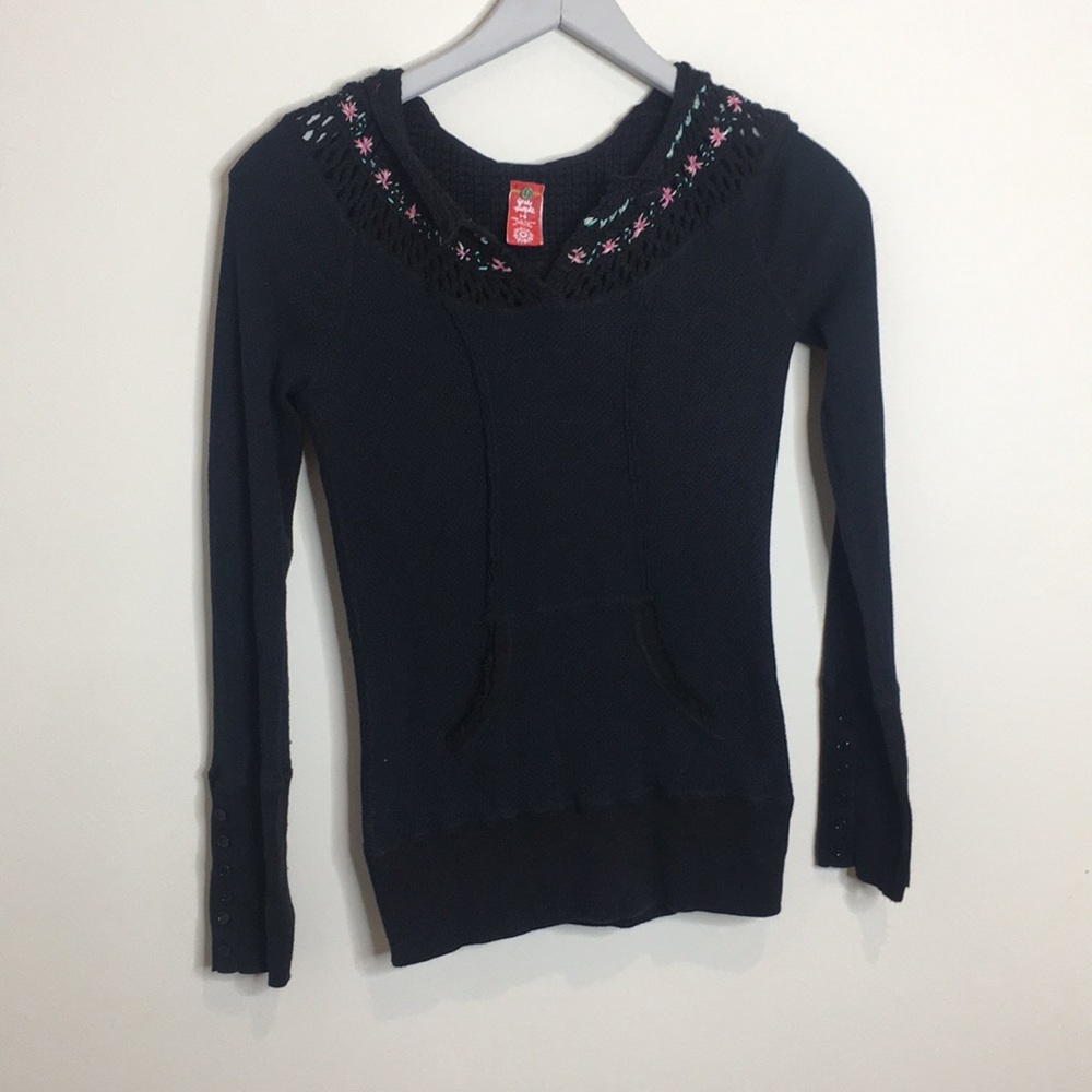 crochet hooded front pockets sweater free people